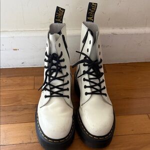 Dr. Marten Jadon Platform White and Black Combat Lace up Boots Size 10
